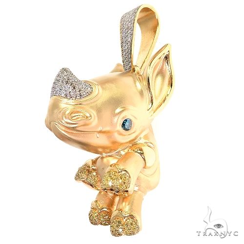 18K Gold Custom Made Baby Rhino Pendant 66589 - Image 4