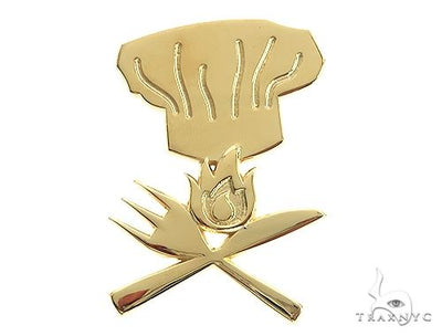 18K Gold Custom Made Chef Hat With Flames Pendant 66325 - Image 1