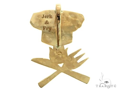 18K Gold Custom Made Chef Hat With Flames Pendant 66325 - Image 3