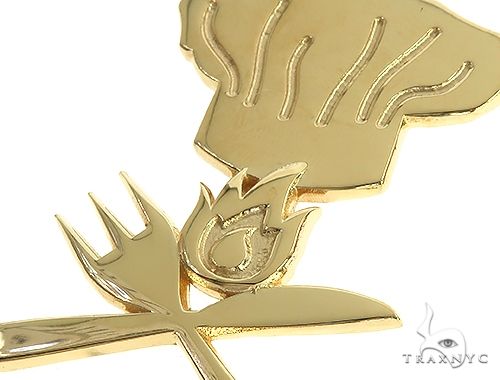 18K Gold Custom Made Chef Hat With Flames Pendant 66325 - Image 4