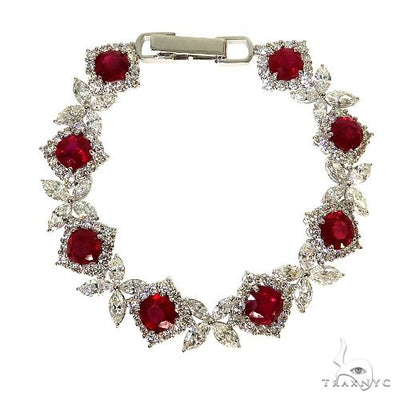 18K Gold Diamond Burma Pigeon Blood Ruby Dubai Bracelet 67695 - Image 1