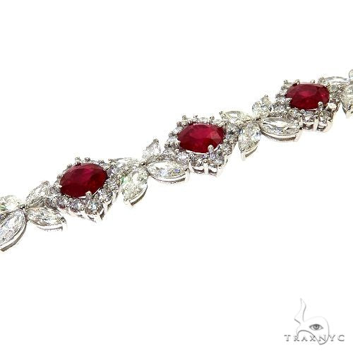 18K Gold Diamond Burma Pigeon Blood Ruby Dubai Bracelet 67695 - Image 4