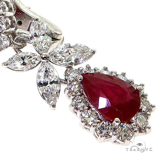 18K Gold Diamond Burma Pigeon Blood Ruby Dubai Earrings 67693 - Image 2