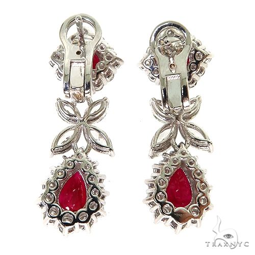 18K Gold Diamond Burma Pigeon Blood Ruby Dubai Earrings 67693 - Image 3
