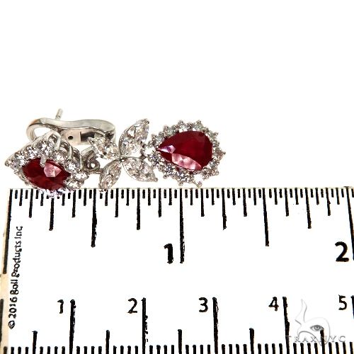 18K Gold Diamond Burma Pigeon Blood Ruby Dubai Earrings 67693 - Image 4