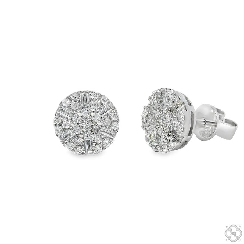 18K Gold Round Diamond Earrings, photo 6 of 9