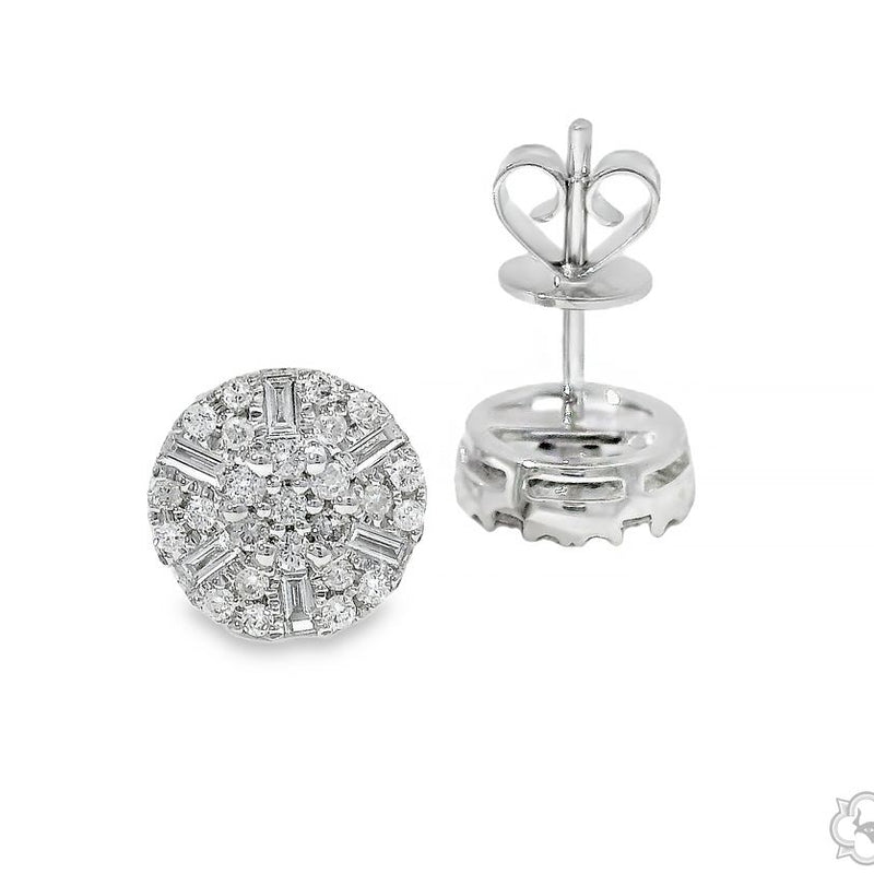 18K Gold Round Diamond Earrings 66807 - Image 7