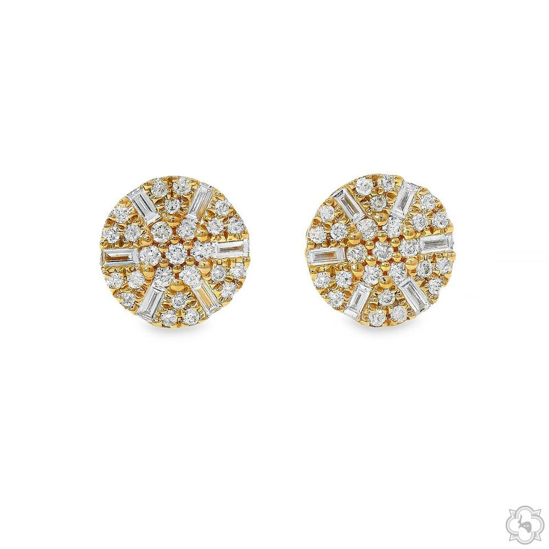 18K Gold Round Diamond Earrings 66807 - Image 1
