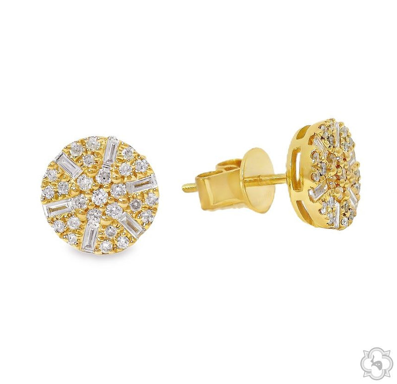 18K Gold Round Diamond Earrings, photo 2 of 9