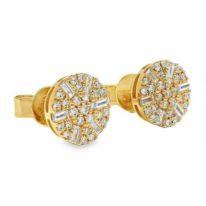 18K Gold Round Diamond Earrings, photo 3 of 9