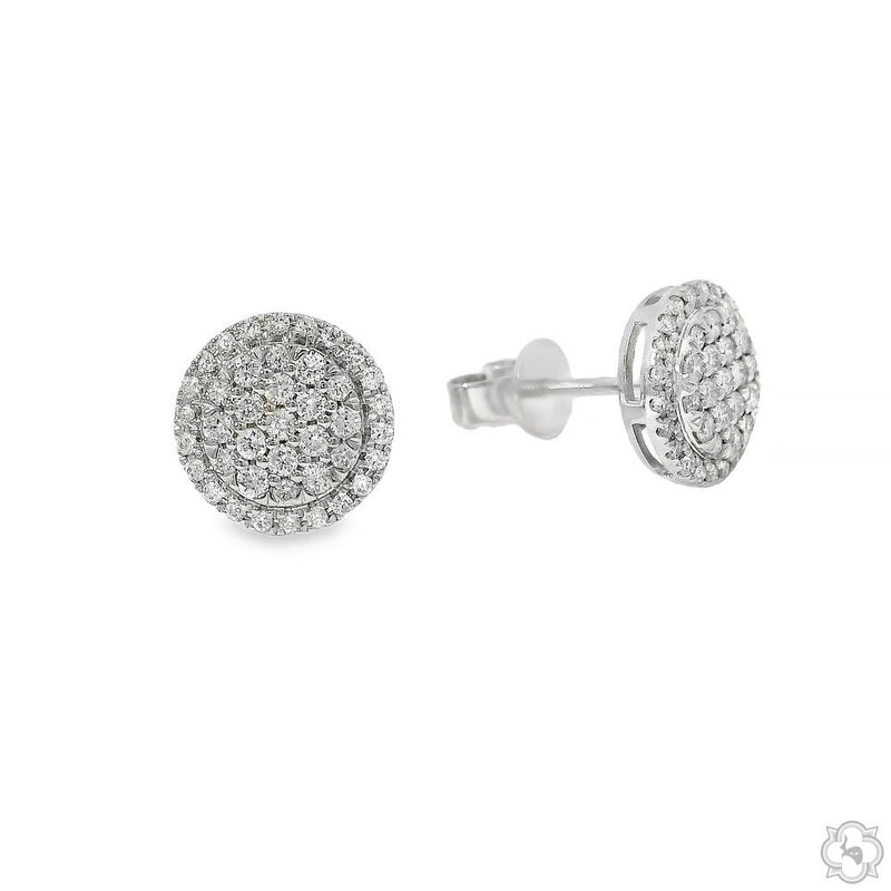 18K Gold Diamond Round Earrings, photo 6 of 11
