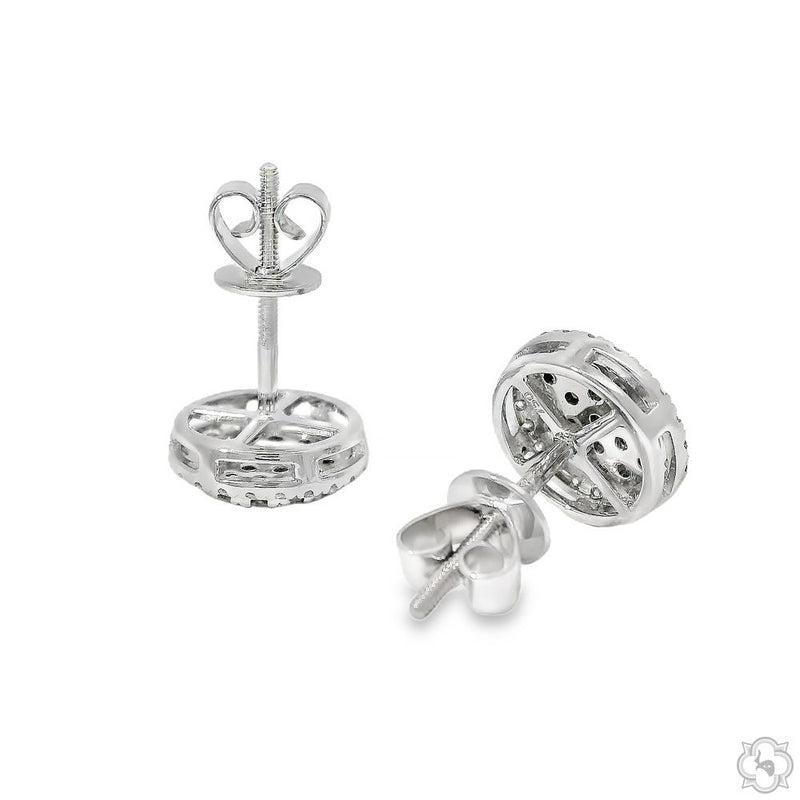 18K Gold Diamond Round Earrings 67019 - Image 8