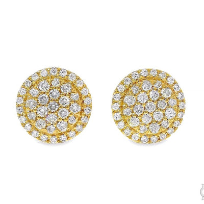 18K Gold Diamond Round Earrings 67019 - Image 1