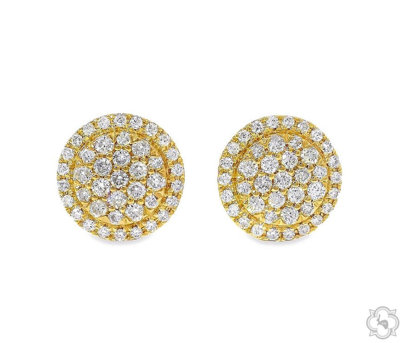 18K Gold Diamond Round Earrings 67019 - Image 1