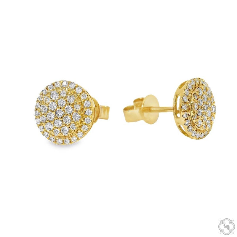 18K Gold Diamond Round Earrings 67019 - Image 3