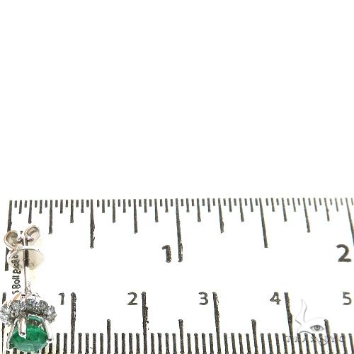18K Gold Diamond Emerald Stud Earrings, photo 4 of 4