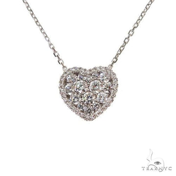18k yellow gold diamond heart necklace, front view showing diamond-set heart pendant