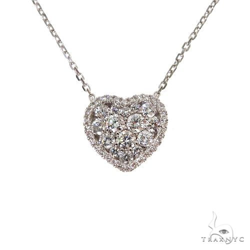 18k yellow gold diamond heart necklace, front view showing diamond-set heart pendant