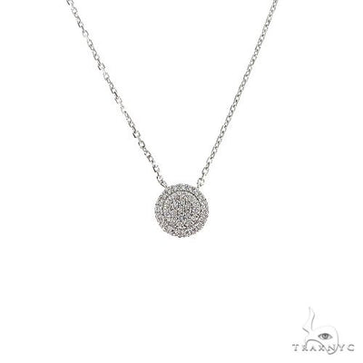 18K Gold Round Diamond Necklace With Adjustable Chain 67033 - Image 1