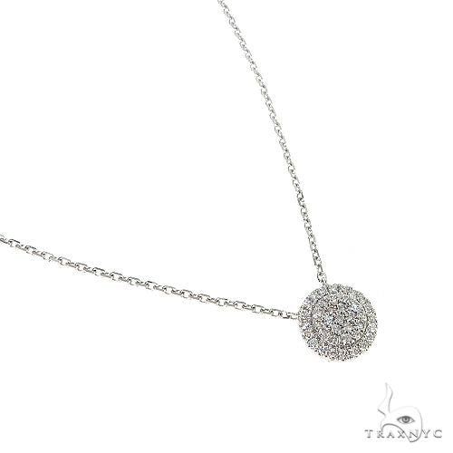 18K Gold Round Diamond Necklace With Adjustable Chain 67033 - Image 2