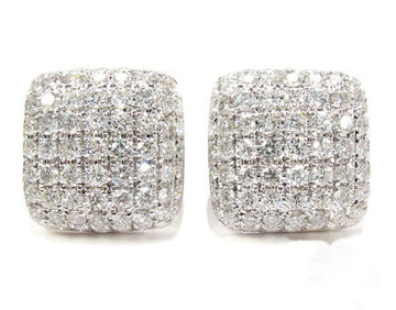18K gold pillow earrings with tightly set round brilliant diamonds