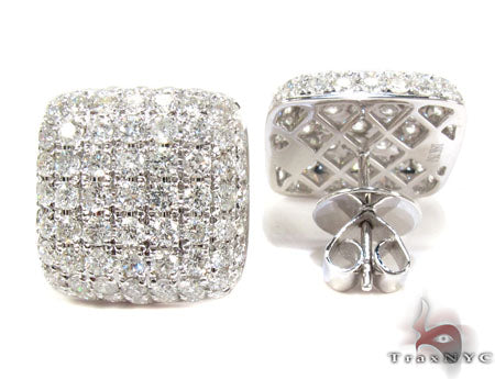 18K Gold Icy Diamond Pillow Earrings 25602 - Image 4