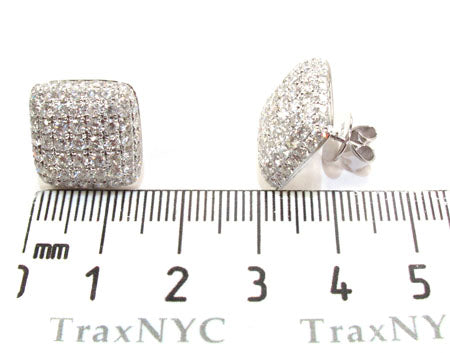 18K Gold Icy Diamond Pillow Earrings 25602 - Image 6