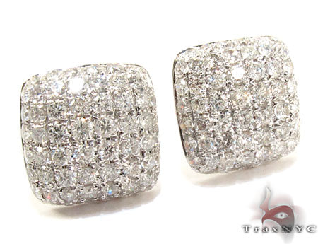 18K Gold Diamond Pillow Earrings 25603 - Image 2