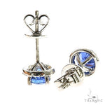 18K Gold Diamond Sapphire Stud Earrings 67354 - Image 3