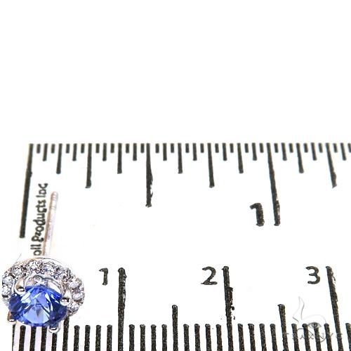 18K Gold Diamond Sapphire Stud Earrings, photo 4 of 4