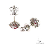 18K Gold Diamond Ruby Stud Earrings 67355 - Image 3