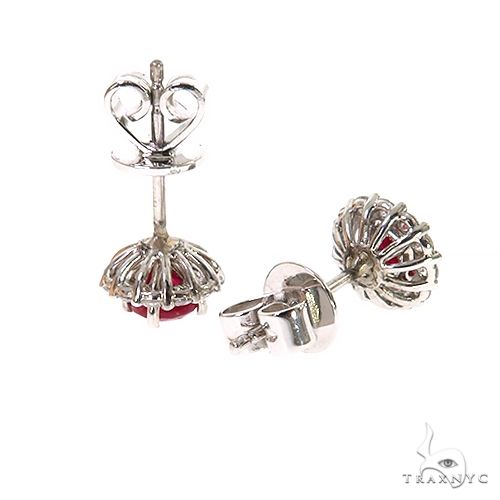 18K Gold Diamond Ruby Stud Earrings, photo 3 of 4