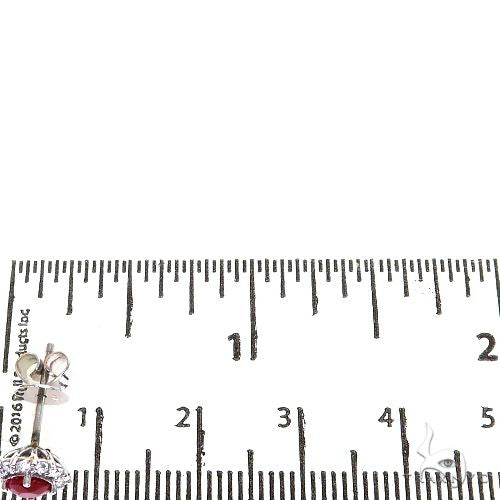 18K Gold Diamond Ruby Stud Earrings 67355 - Image 4