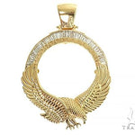 18K Gold Eagle Coin Frame Baguette Diamond Pendant 66361 - Image 1