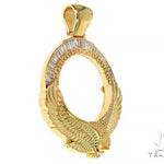 18K Gold Eagle Coin Frame Baguette Diamond Pendant 66361 - Image 2