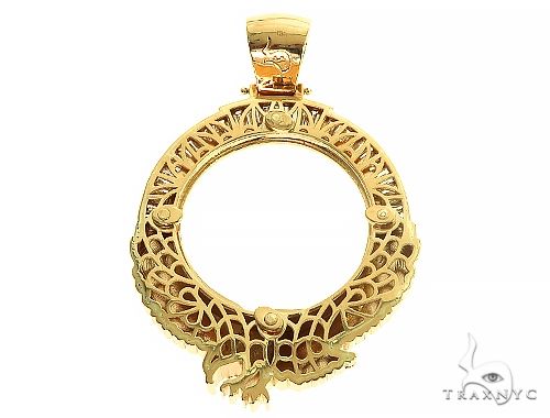 18K Gold Eagle Coin Frame Baguette Diamond Pendant 66361 - Image 3