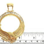18K Gold Eagle Coin Frame Baguette Diamond Pendant 66361 - Image 8