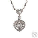 18K Gold Heart Baguette Diamond Necklace 68504 - Image 1