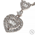 18K Gold Heart Baguette Diamond Necklace 68504 - Image 3
