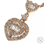 18K Gold Heart Baguette Diamond Necklace 68504 - Image 9