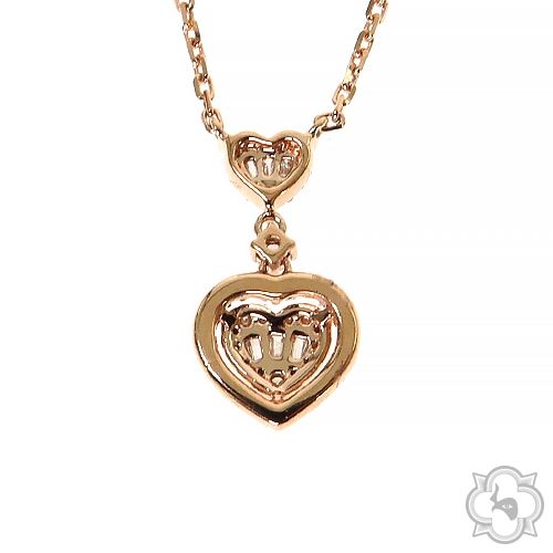 18K Gold Heart Baguette Diamond Necklace 68504 - Image 10