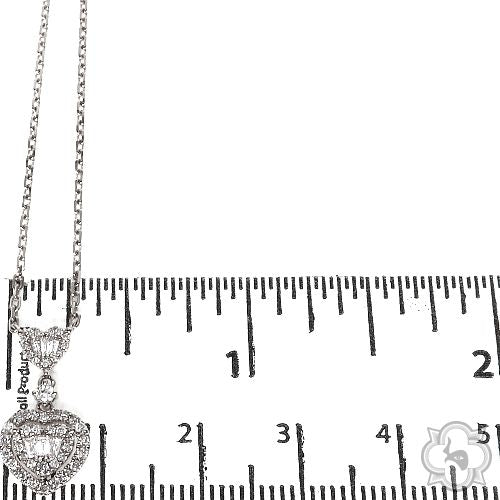 18K Gold Heart Baguette Diamond Necklace 68504 - Image 5