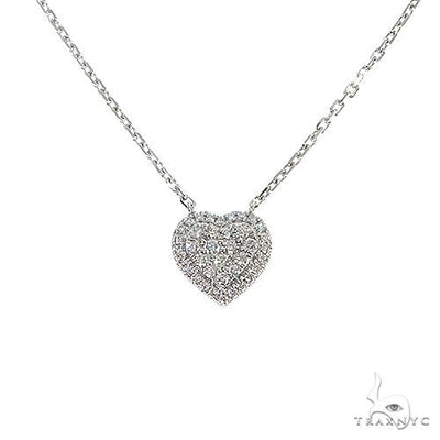 18K Gold Heart Diamond Necklace With Adjustable Chain 67032 - Image 1