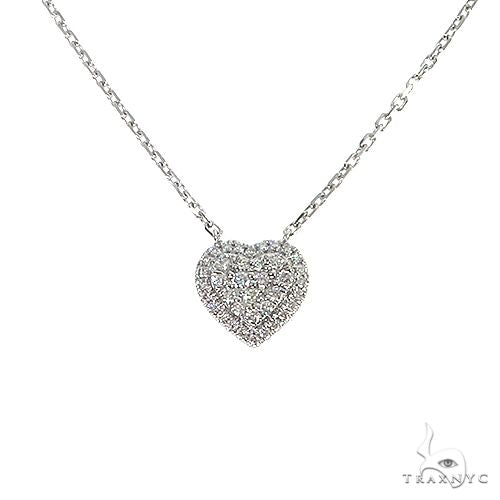 18K Gold Heart Diamond Necklace With Adjustable Chain 67032 - Image 1