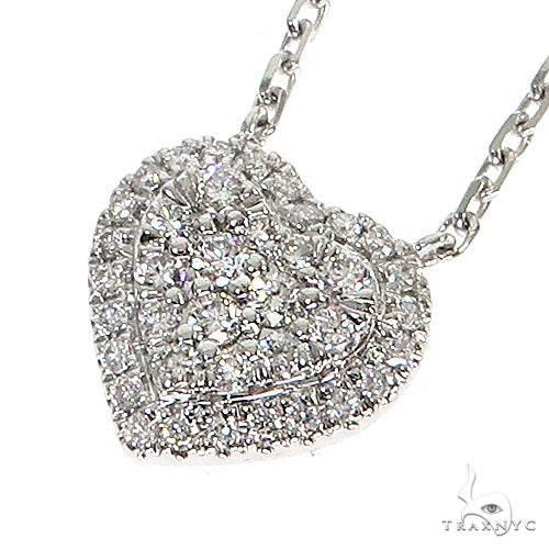 18K Gold Heart Diamond Necklace With Adjustable Chain 67032 - Image 3