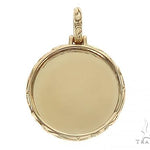 14K Yellow Gold Round Special Edition Photo Pendant Engraved Frame 65311 - Image 1