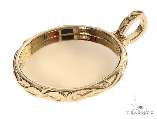 14K Yellow Gold Round Special Edition Photo Pendant Engraved Frame 65311 - Image 4