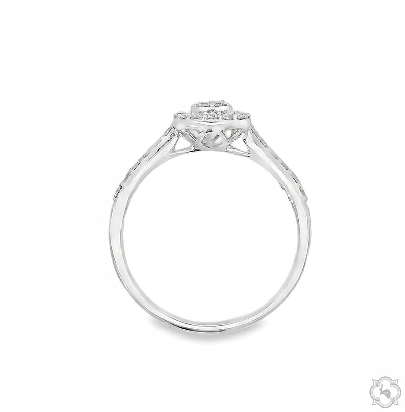 18K Gold Pear Shape Baguette Diamond Engagement Ring, photo 8 of 11
