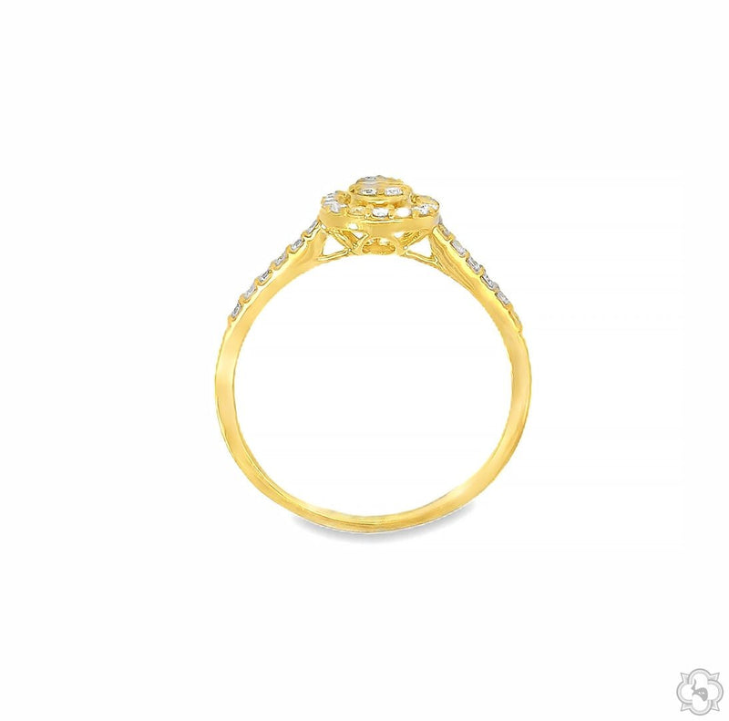 18K Gold Pear Shape Baguette Diamond Engagement Ring, photo 9 of 11