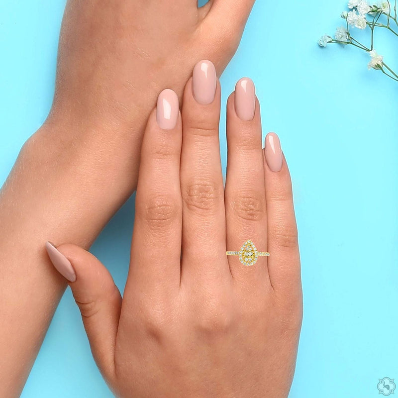 18K Gold Pear Shape Baguette Diamond Engagement Ring 67297 - Image 11